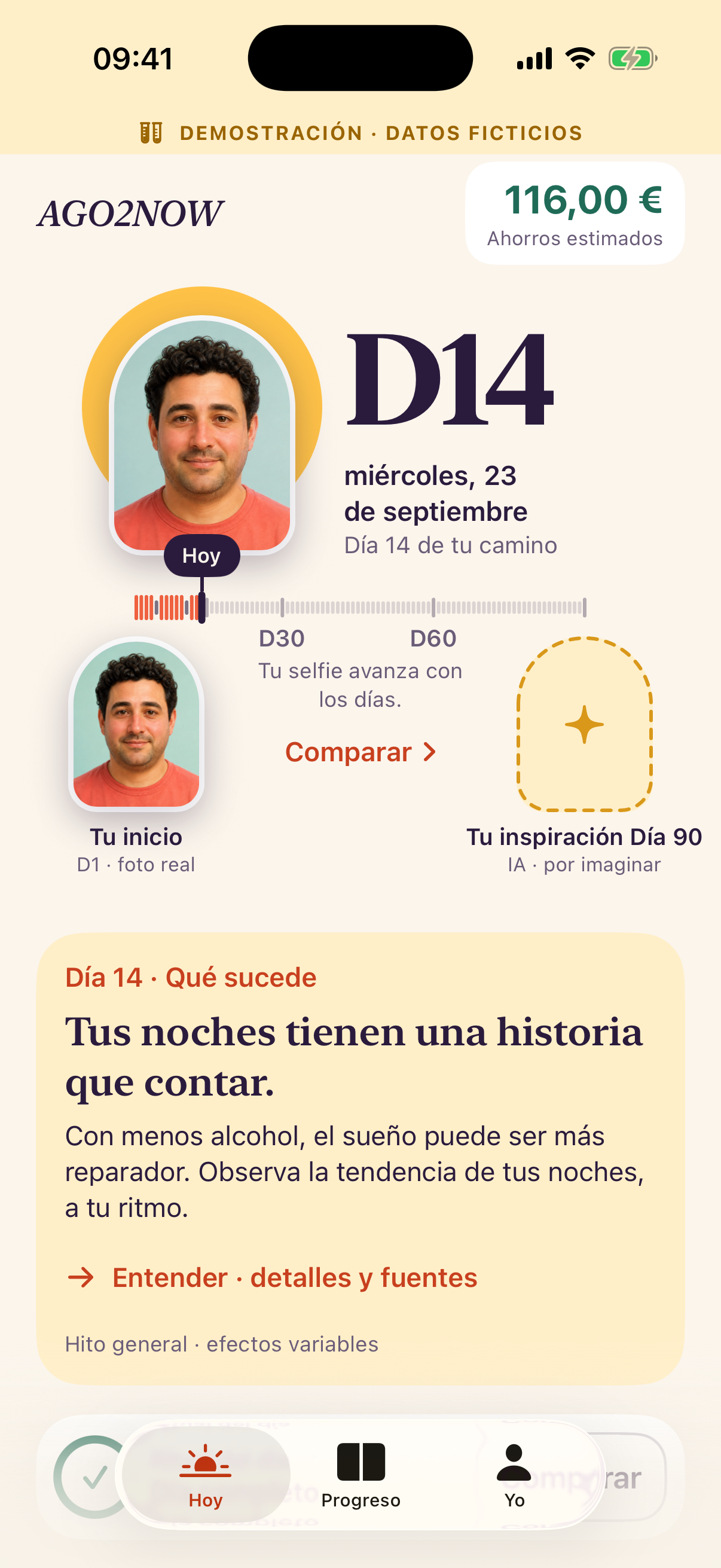 Vista previa de la aplicación con datos de demostración